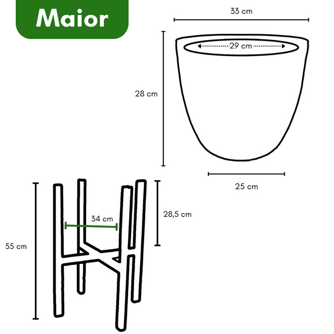 Kit 2 Vasos Texturizados + Suportes de Madeira