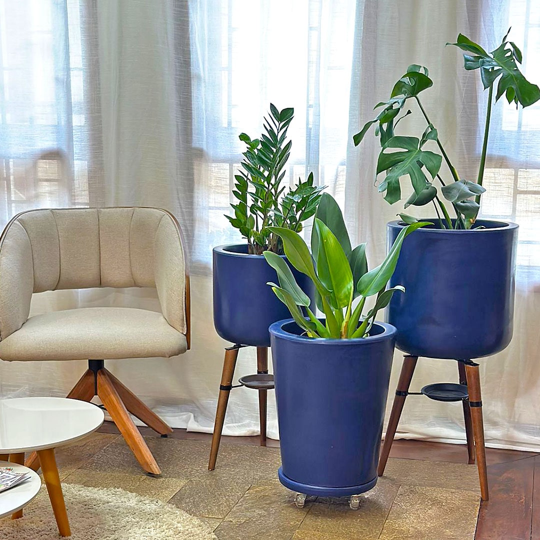 Kit Com 3 Vasos de Luxo Para Planta Decoração Apartamento
