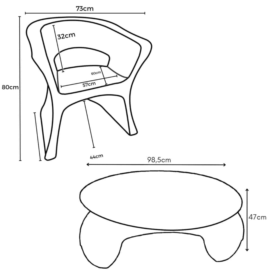 2 Cadeiras e Mesa Decoração Jardim Varanda Kit Copacabana