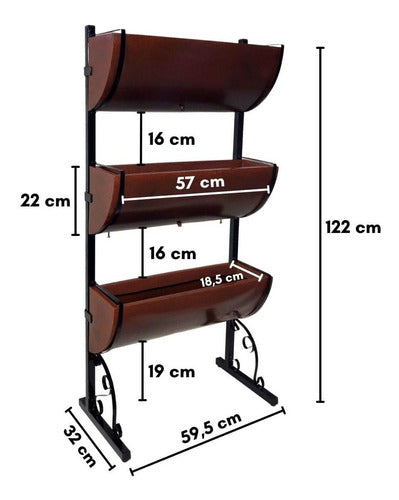Horta Vertical com Suportes + 3 Jardineiras