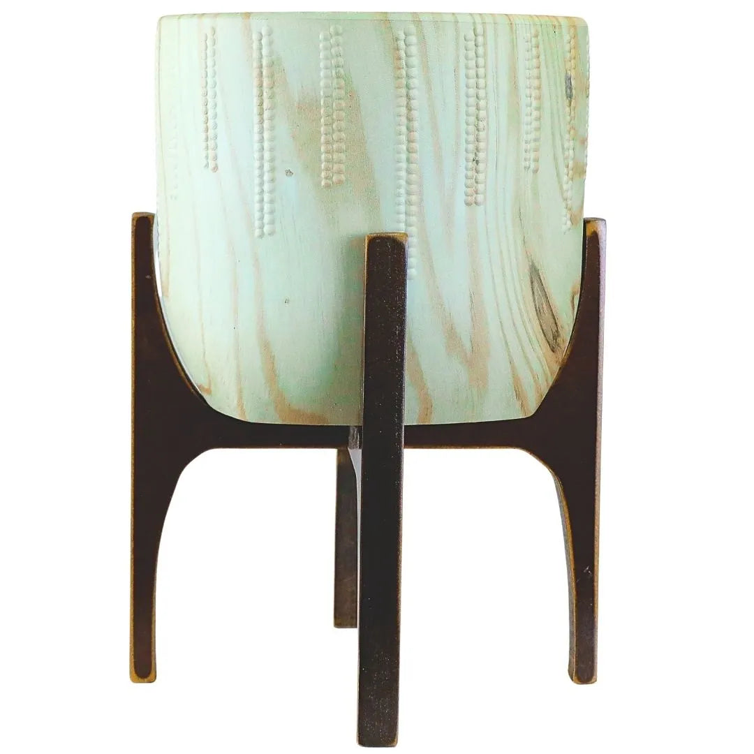 Vaso Cachepot Linha Genebra com Suporte de Madeira Alto