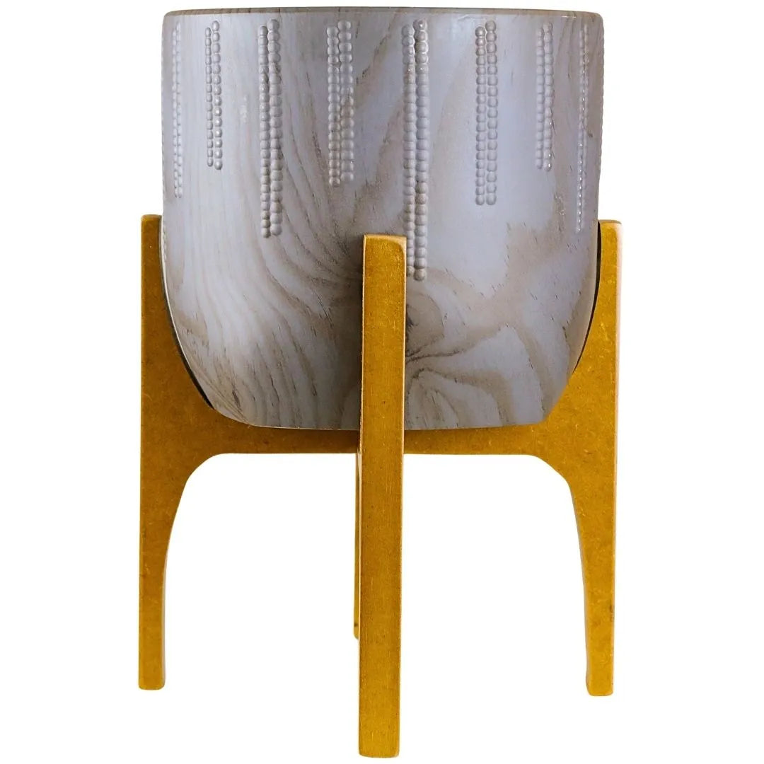 Vaso Cachepot Linha Genebra com Suporte de Madeira Alto