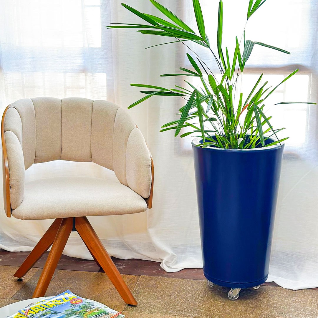 Vaso de Planta e Suporte com Roda Para Decoração Kit 2 Peças