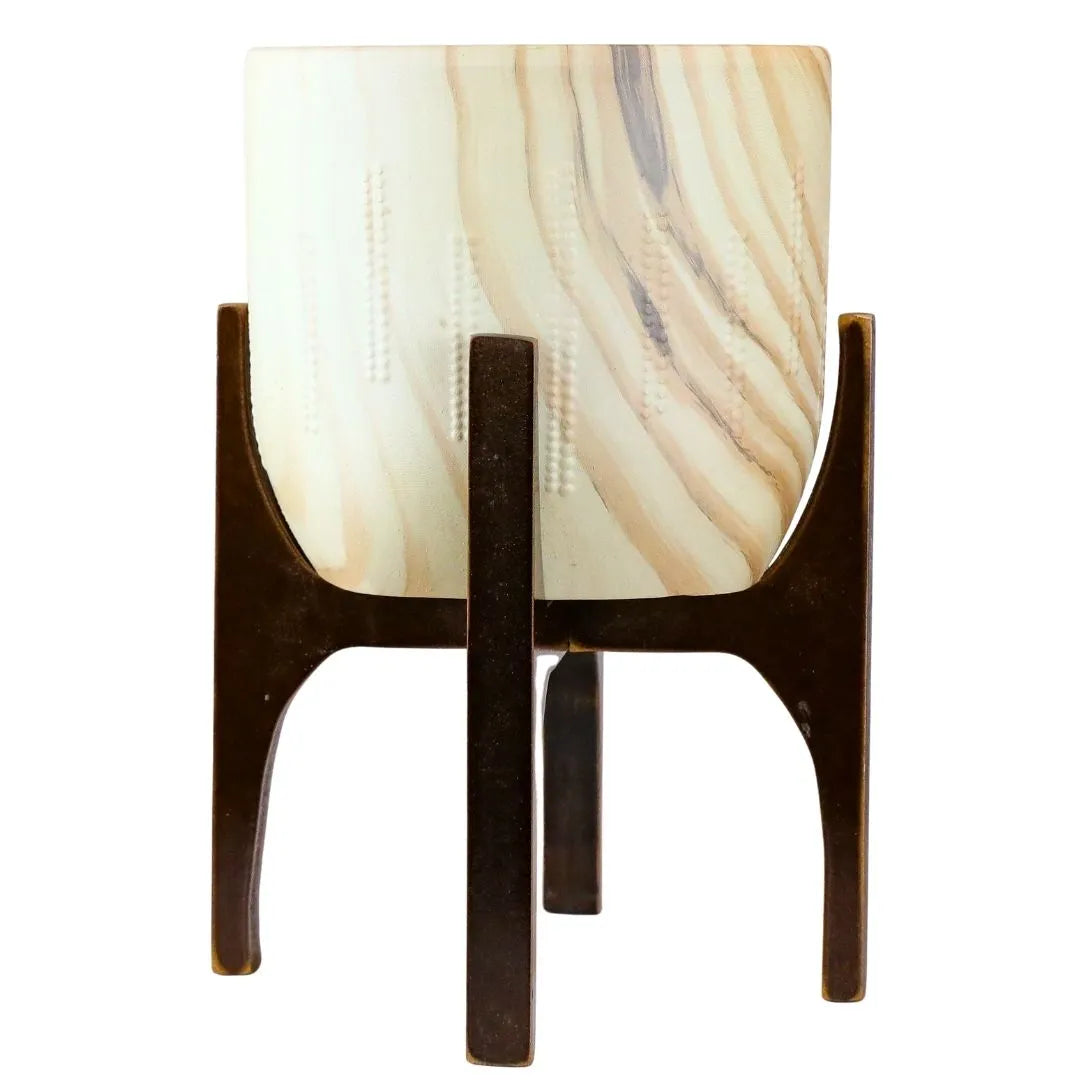 Vaso Cachepot Linha Genebra com Suporte de Madeira Alto