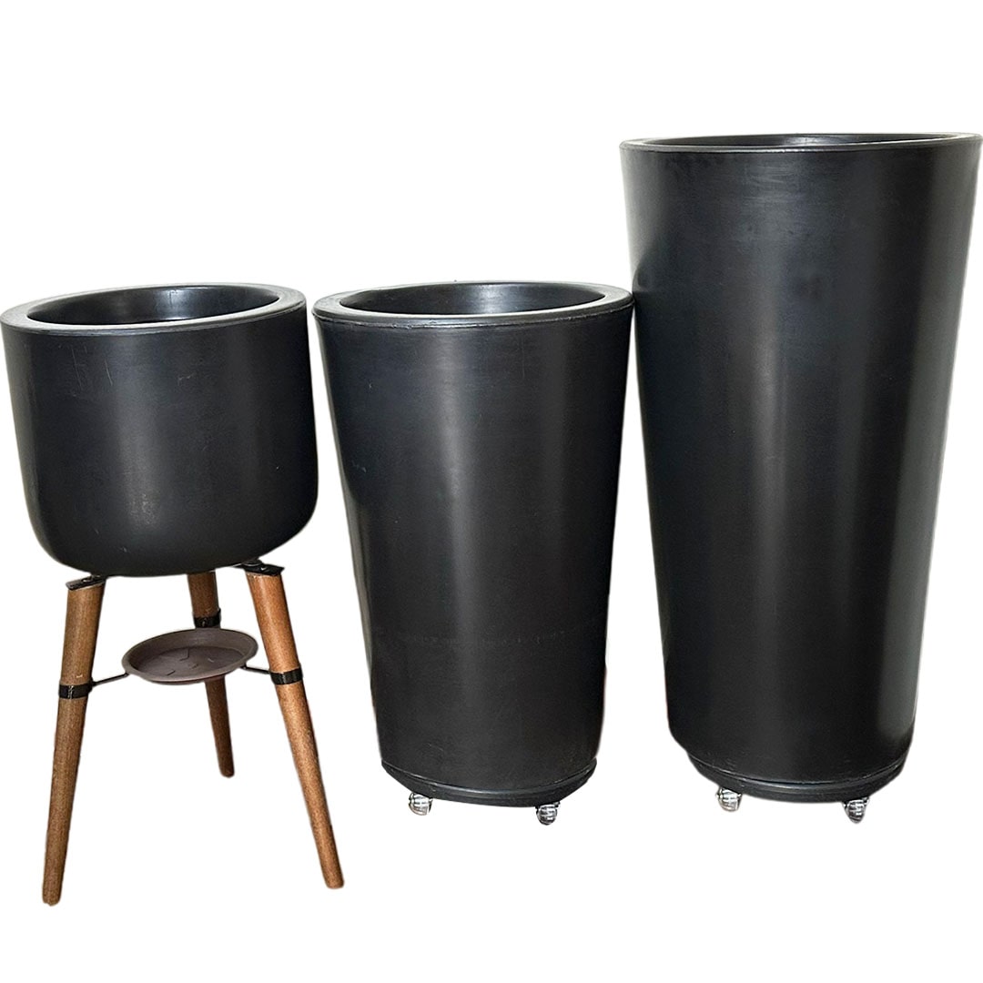 Kit 3 Vasos Linha Damasco em Polietileno