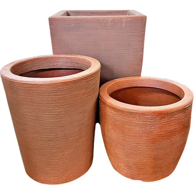 Kit 3 Vasos Texturizados Médios - Verde Garden