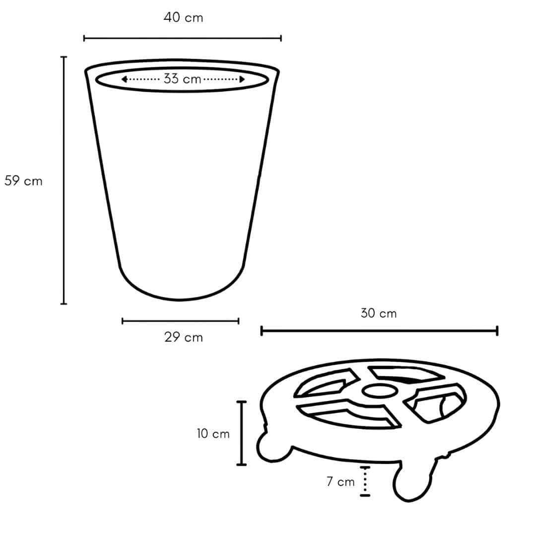 Vaso de Planta e Suporte com Roda Para Decoração Kit 2 Peças