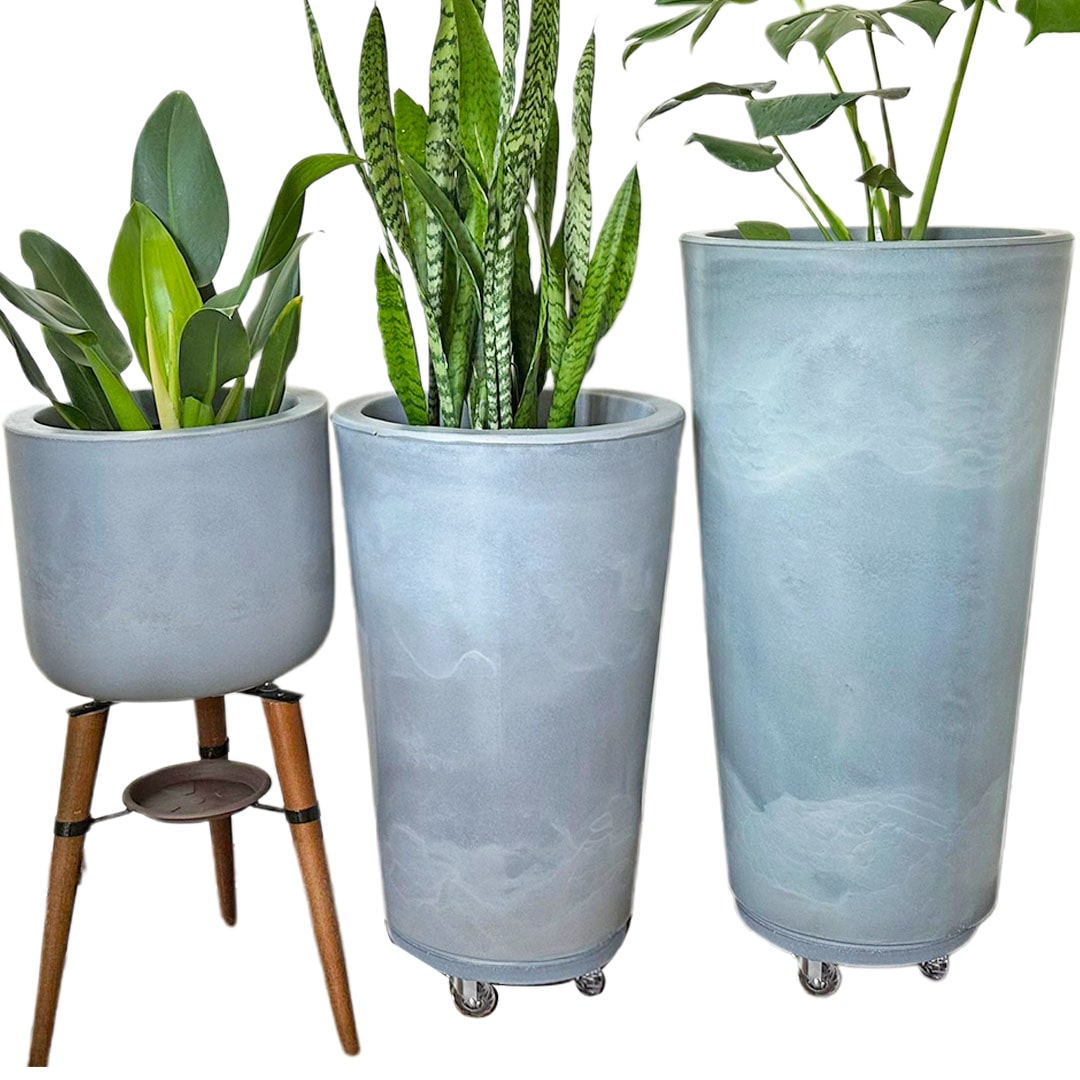 Kit 3 Vasos Linha Damasco em Polietileno