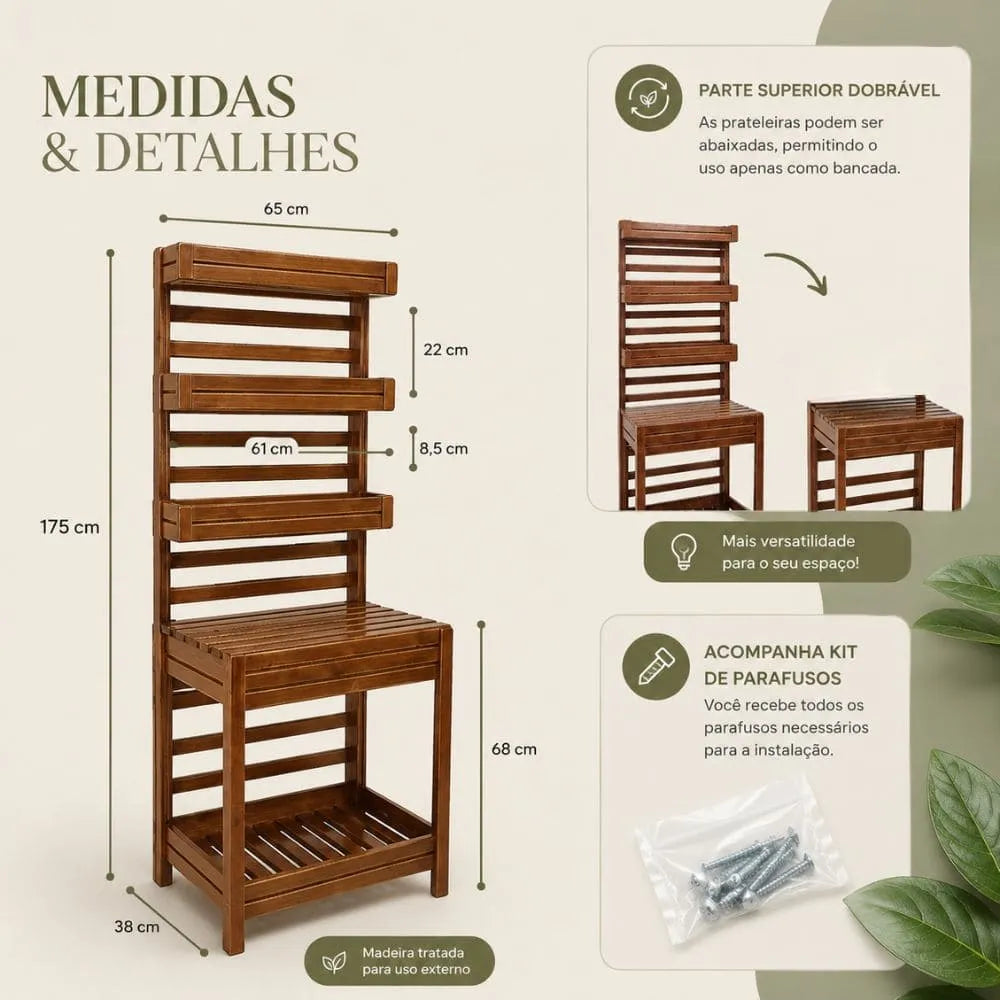 Mesa Bancada Vertical para Jardinagem