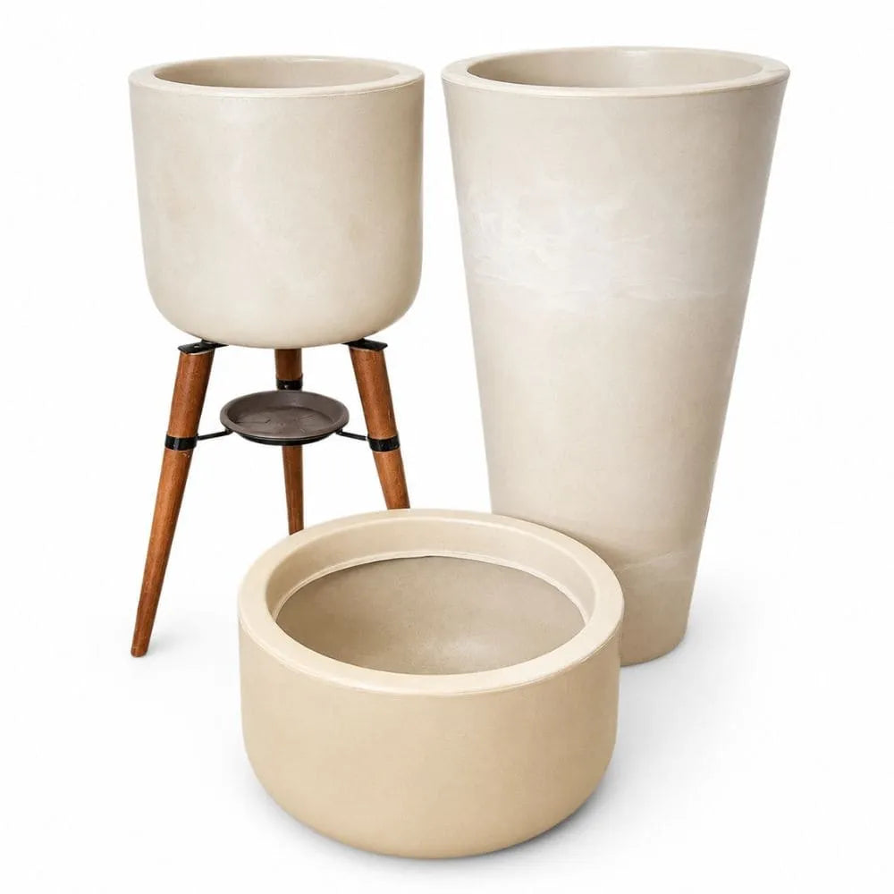 Kit 3 Vasos Cônico + Doha para Decoração Externa