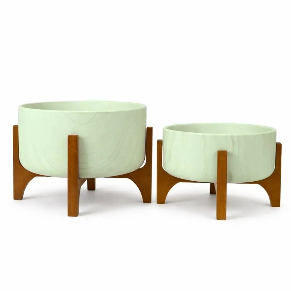 Kit 2 Vasos Bacia Linha Genebra com Suporte de Madeira