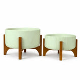 Kit 2 Vasos Bacia Linha Genebra com Suporte de Madeira