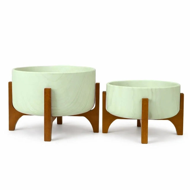 Kit 2 Vasos Bacia Linha Genebra com Suporte de Madeira