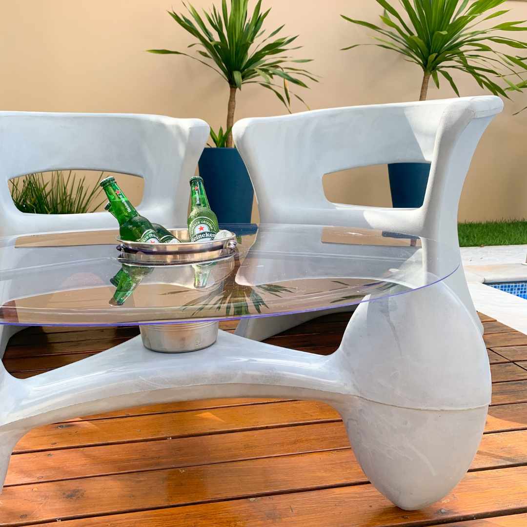 2 Cadeiras e Mesa Decoração Jardim Varanda Kit Copacabana