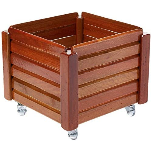 Vaso Cachepot de Madeira com Rodas