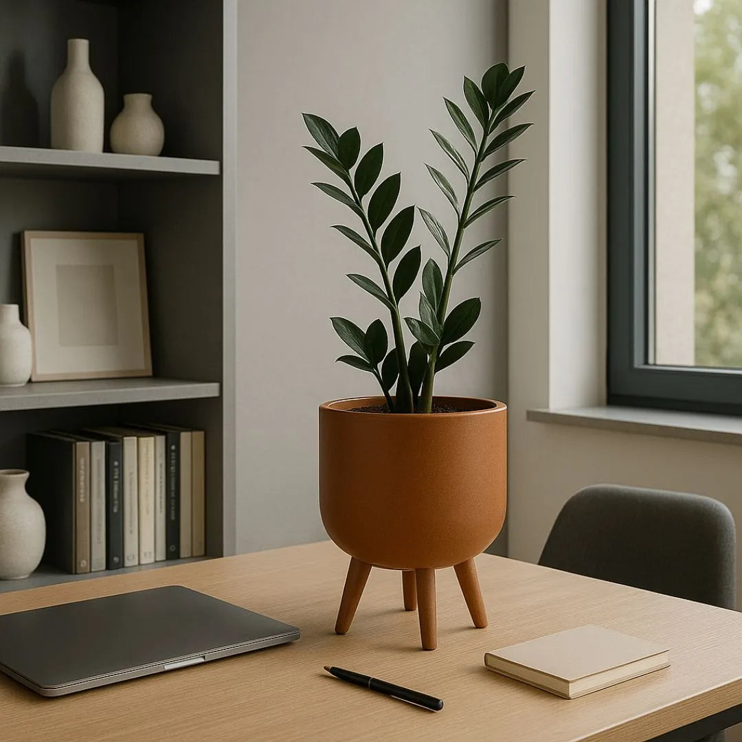 Vaso Doha Médio com Tripé de Madeira