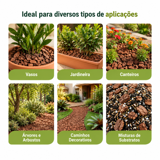 Casca de Pinus Polida para Vasos e Jardins 1,5 kg
