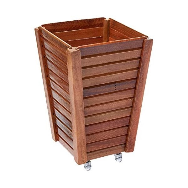 Vaso Cachepot de Madeira com Rodas