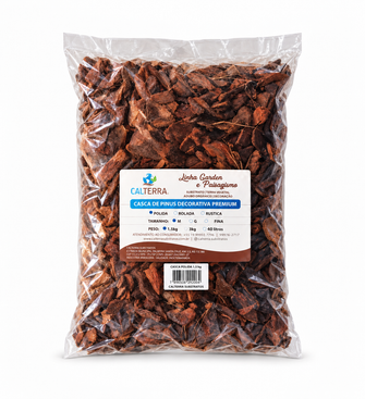Casca de Pinus Polida para Vasos e Jardins 1,5 kg