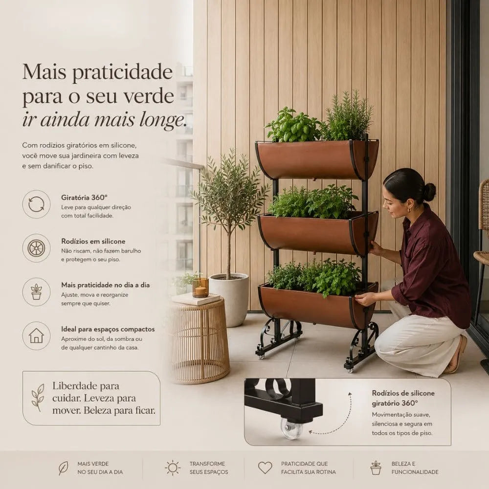 Horta Vertical com 6 Jardineiras