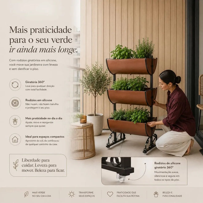 Horta Vertical com 6 Jardineiras