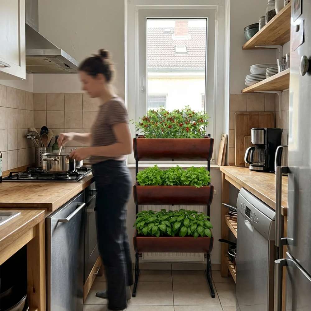 Horta Vertical com Suportes + 3 Jardineiras