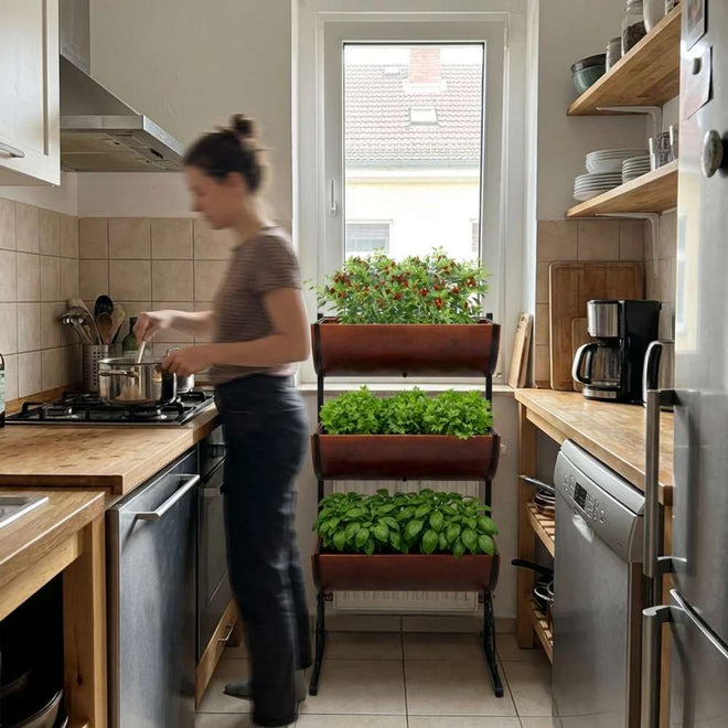Horta Vertical com Suportes + 3 Jardineiras