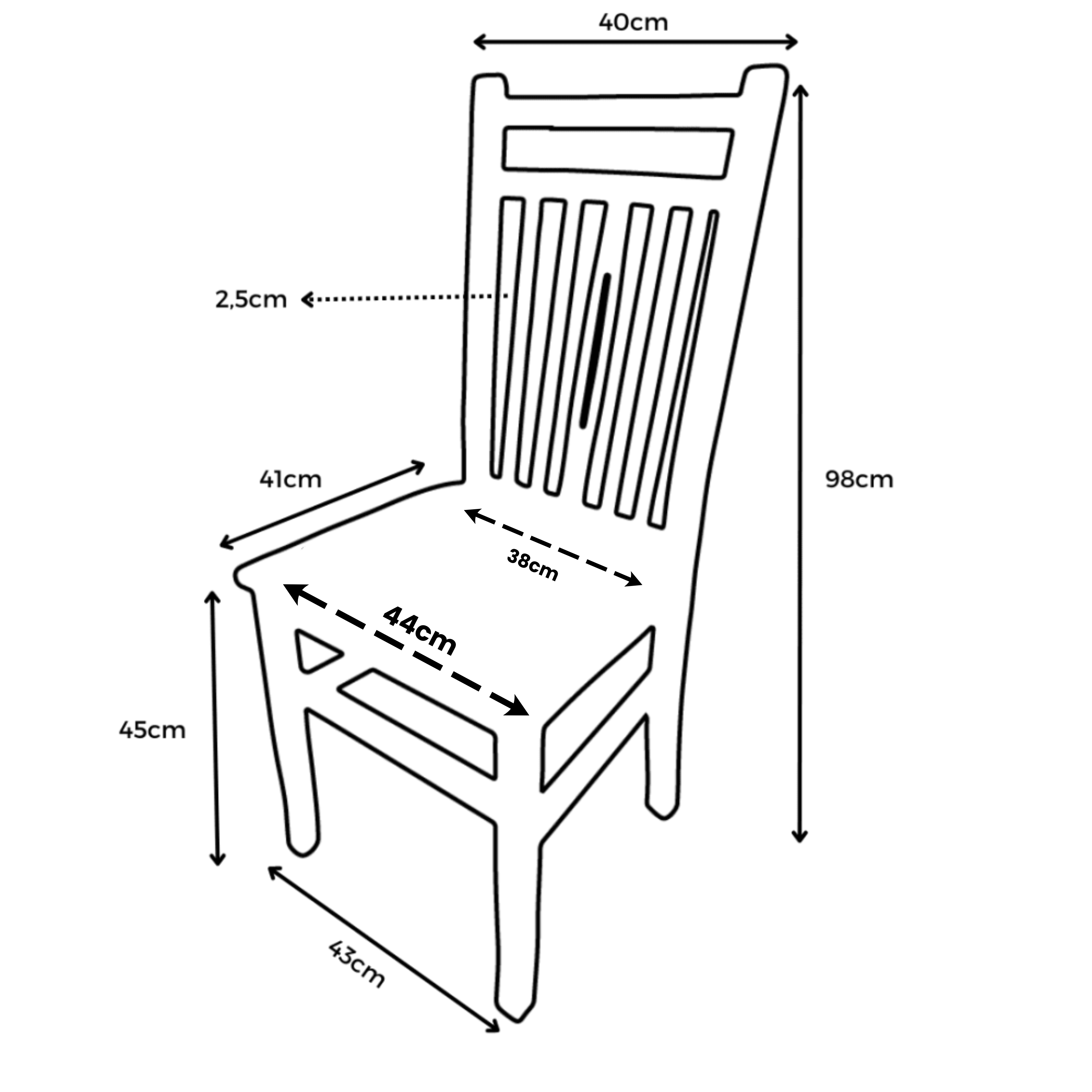 Cadeira de Jantar Pequim em Madeira com Estofado