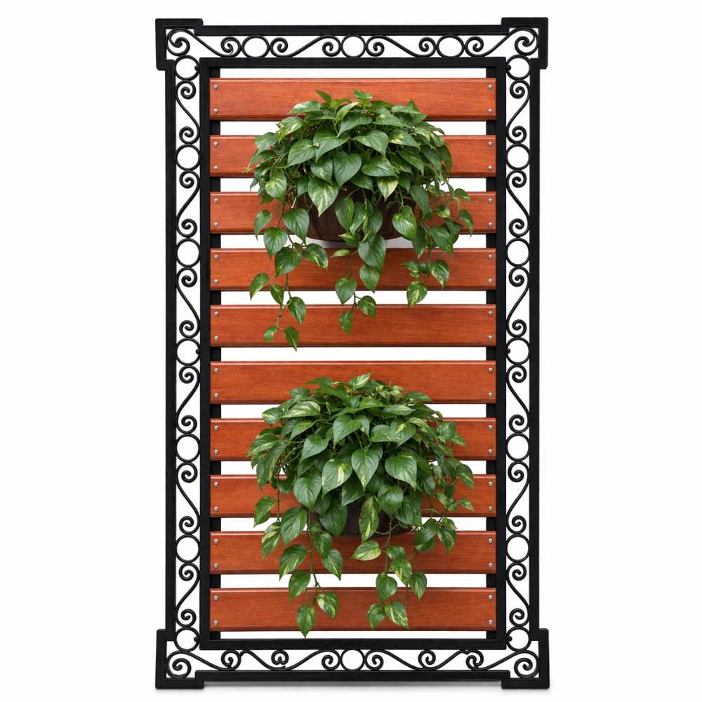 Suporte para Jardim Vertical de Ferro e Madeira 173x98cm