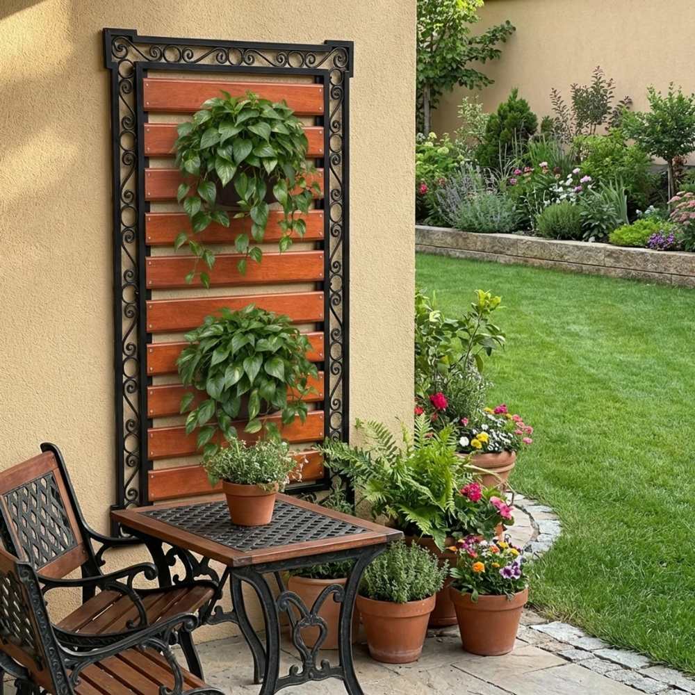 Suporte para Jardim Vertical de Ferro e Madeira 173x98cm