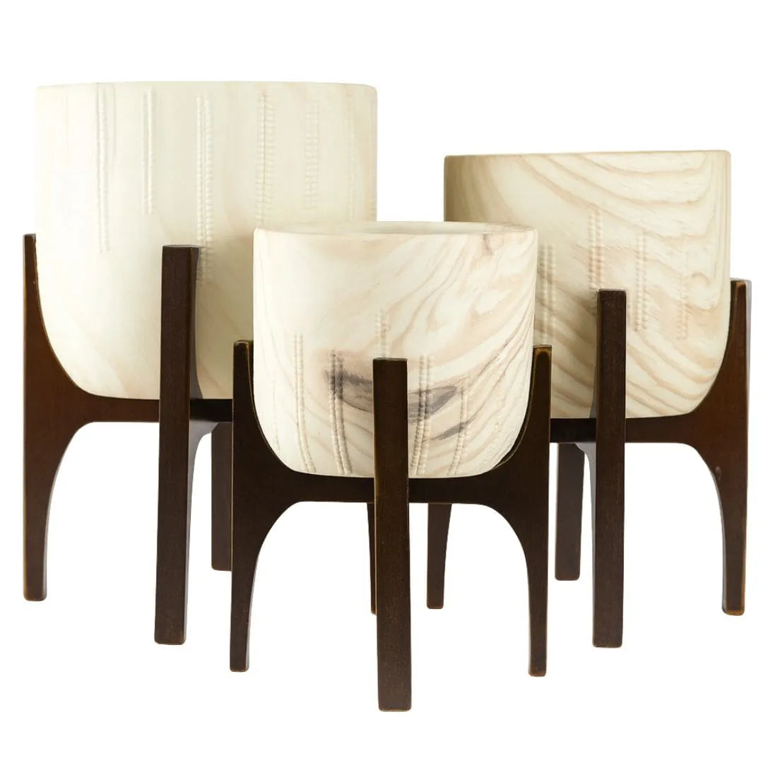 Kit 3 Vasos Genebra com Suporte de Madeira Alto