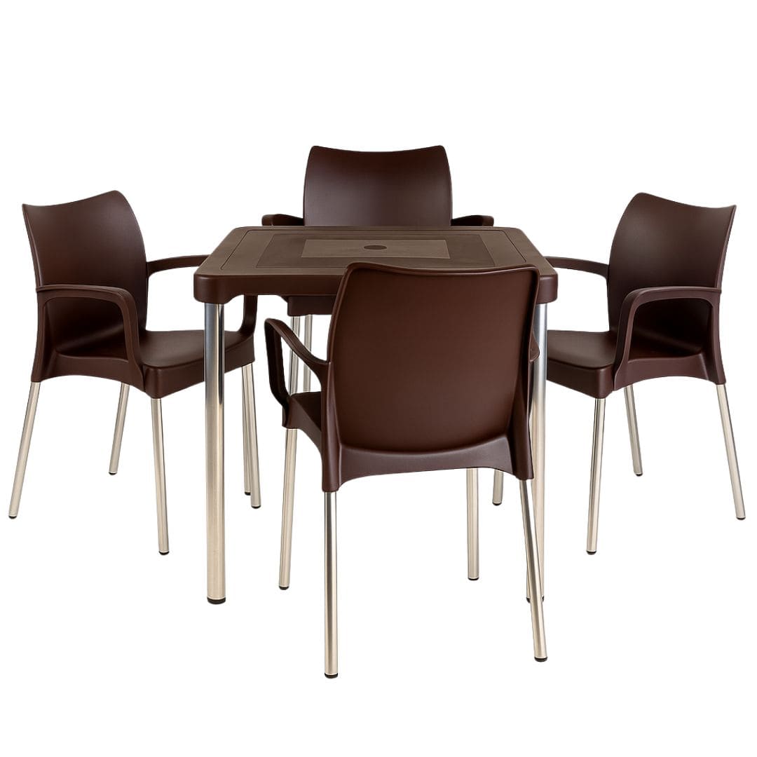 Kit Mesa com 4 Cadeiras Poltrona - Sec Line da Injeplastec