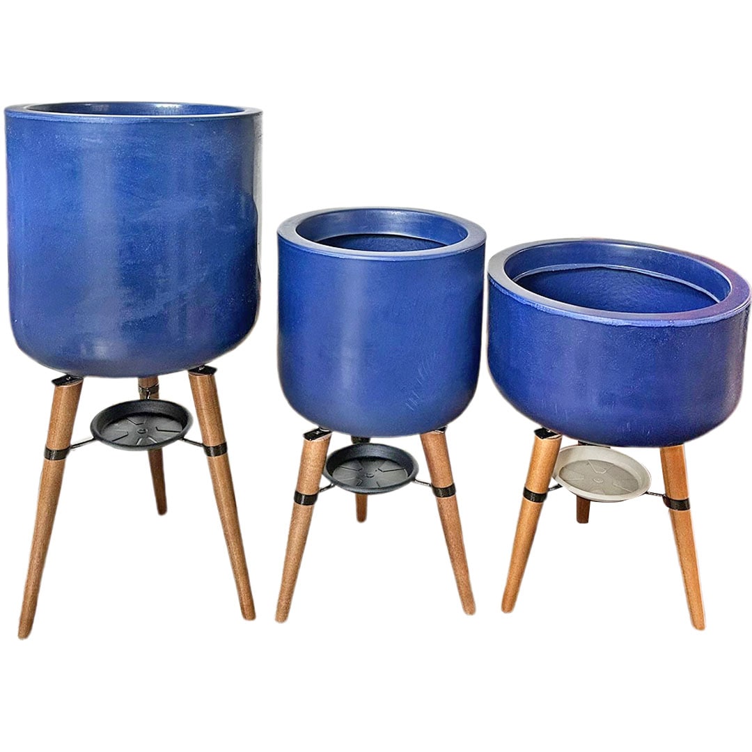 Kit 3 Vasos Linha Doha com Tripé de Madeira