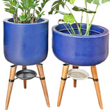 Kit Vaso + Bacia Linha Doha com Tripé de Madeira