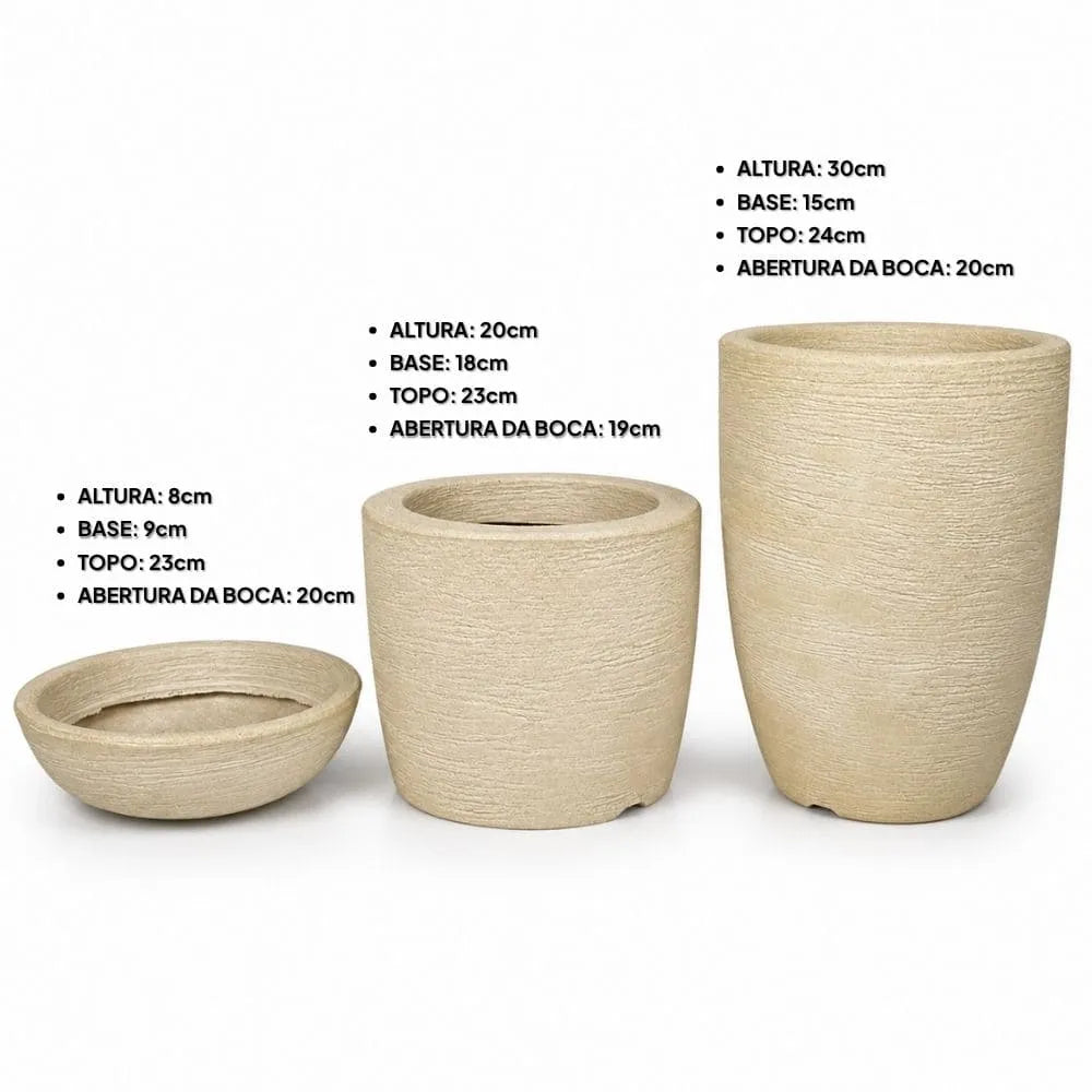 Kit 3 Vasos Texturizados Pequenos