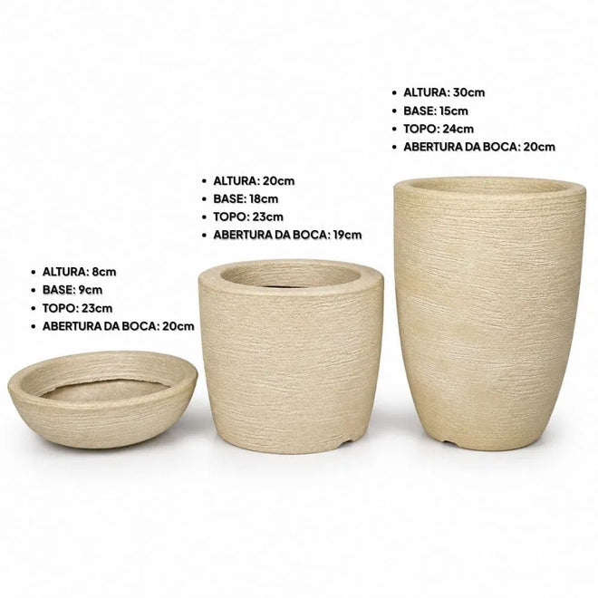 Kit 3 Vasos Texturizados Pequenos
