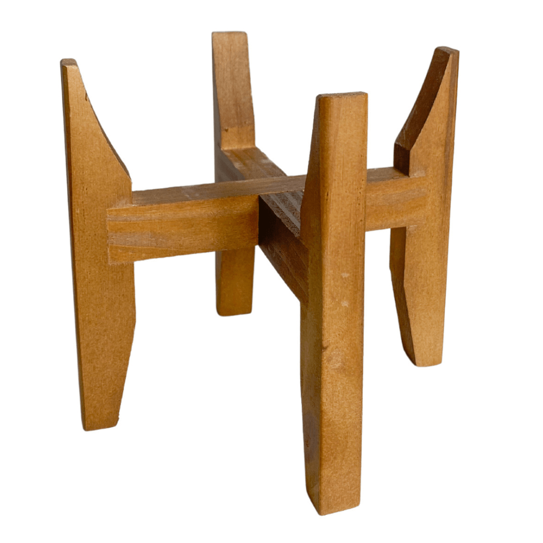 Vaso Cachepot em Porcelana com Tripé de Madeira