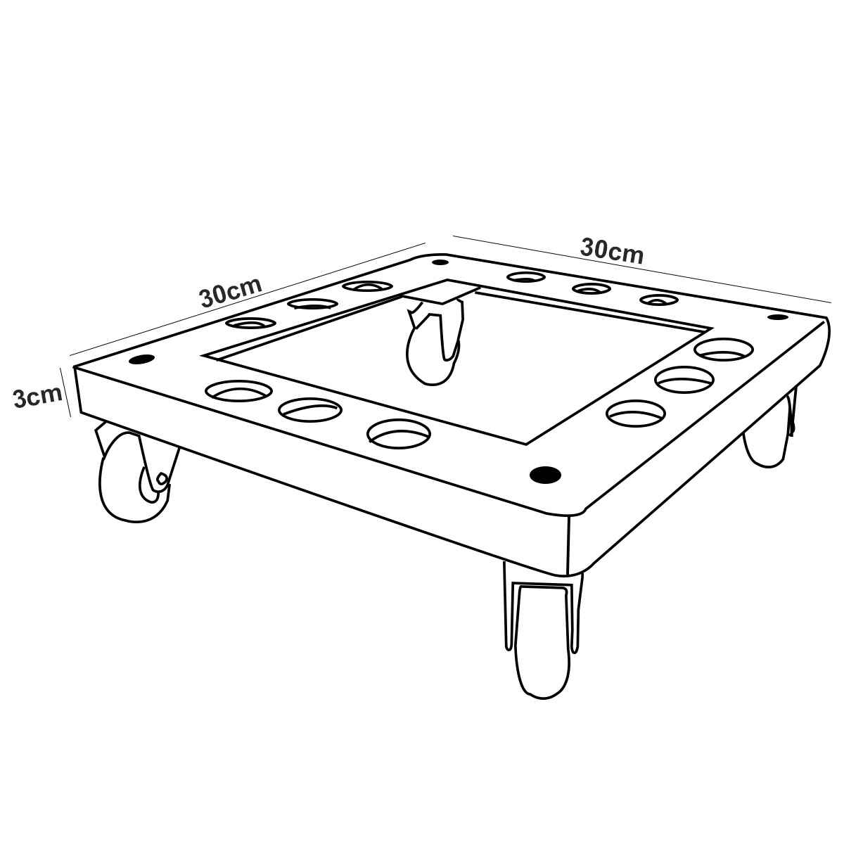 Suporte Quadrado de Alumínio com Rodas de Silicone