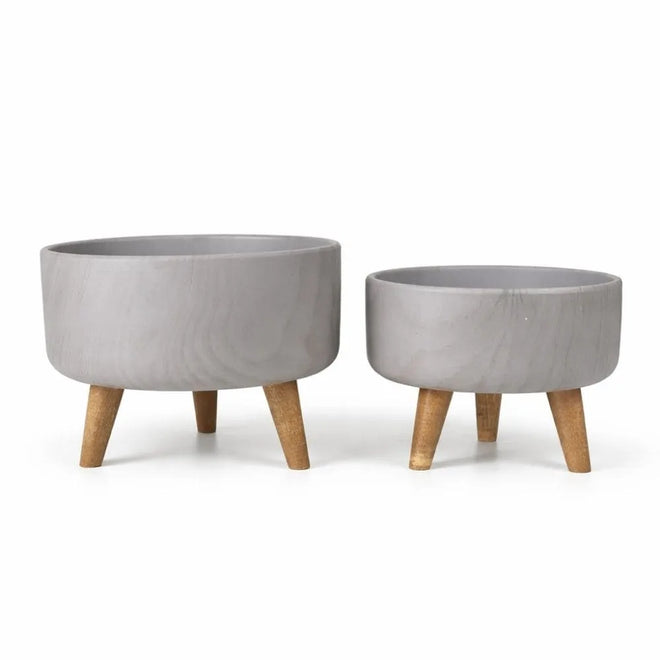 Kit 2 Vasos Bacia Linha Genebra com Tripé de Madeira