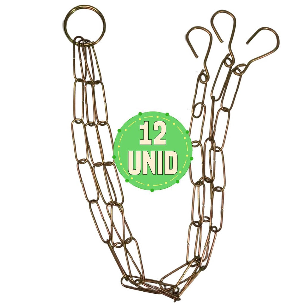 Kit com 12 Correntes Tripla 54cm para Vasos Suspensos