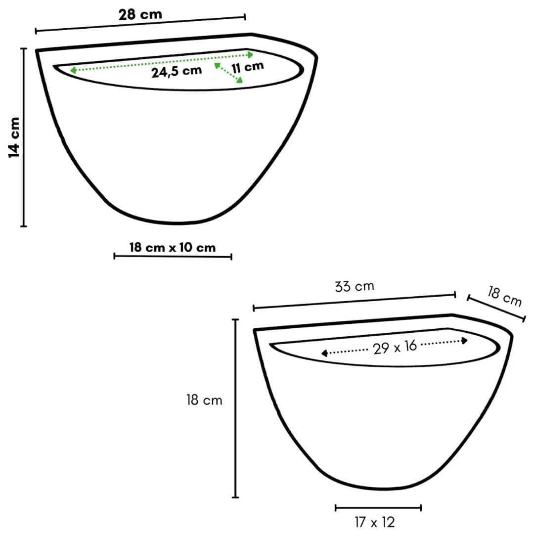Vaso de Parede Meia Lua para Jardim Vertical