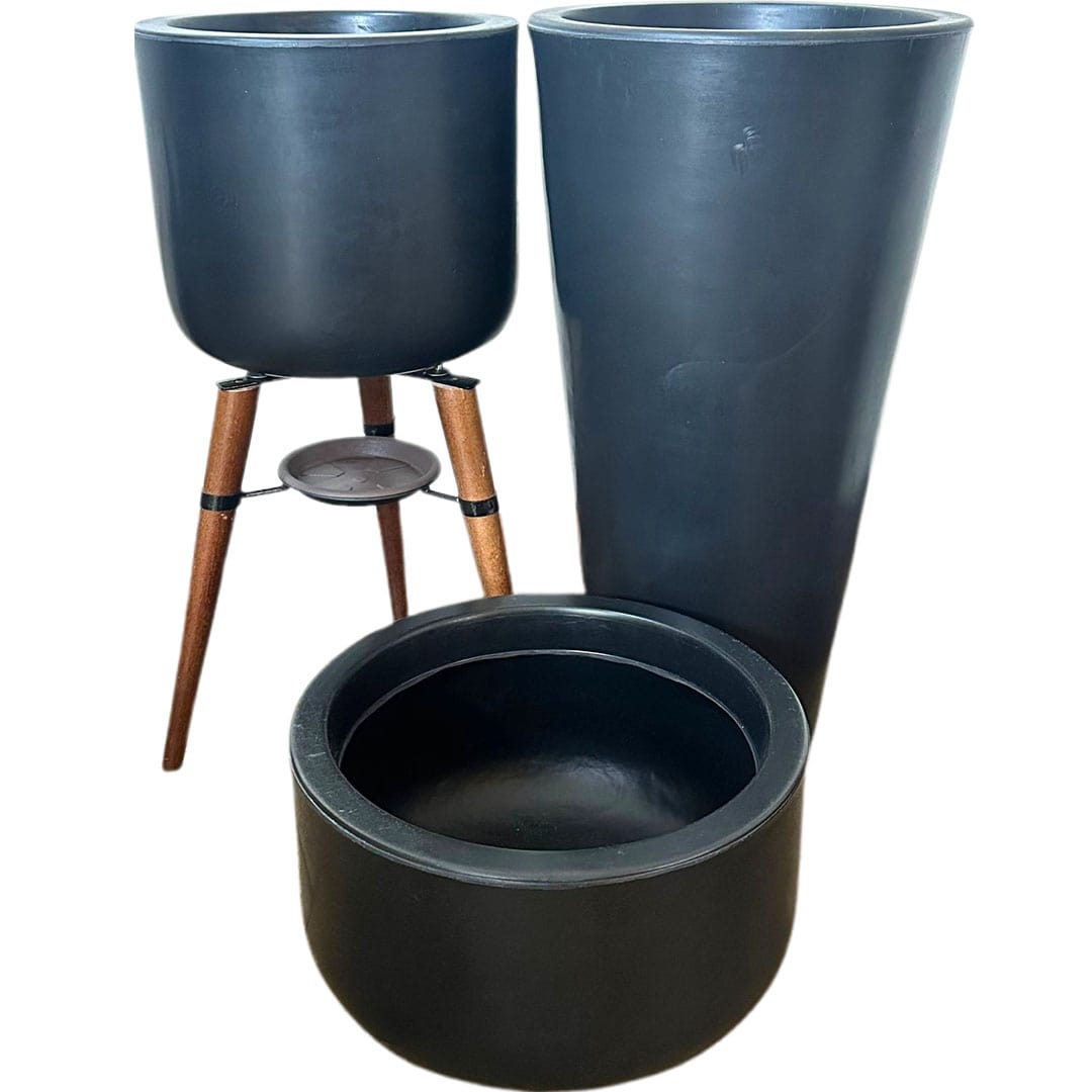 Kit 3 Vasos Cônico + Doha para Decoração Externa