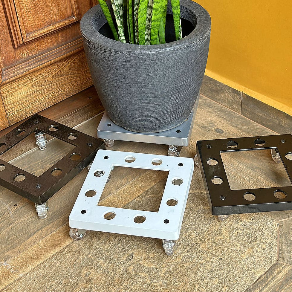 Suporte Quadrado de Alumínio com Rodas de Silicone