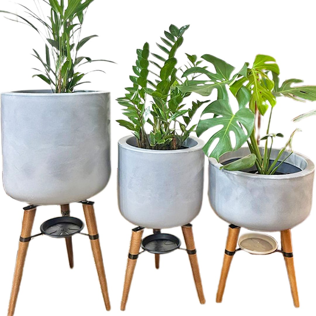 Kit 3 Vasos Linha Doha com Tripé de Madeira