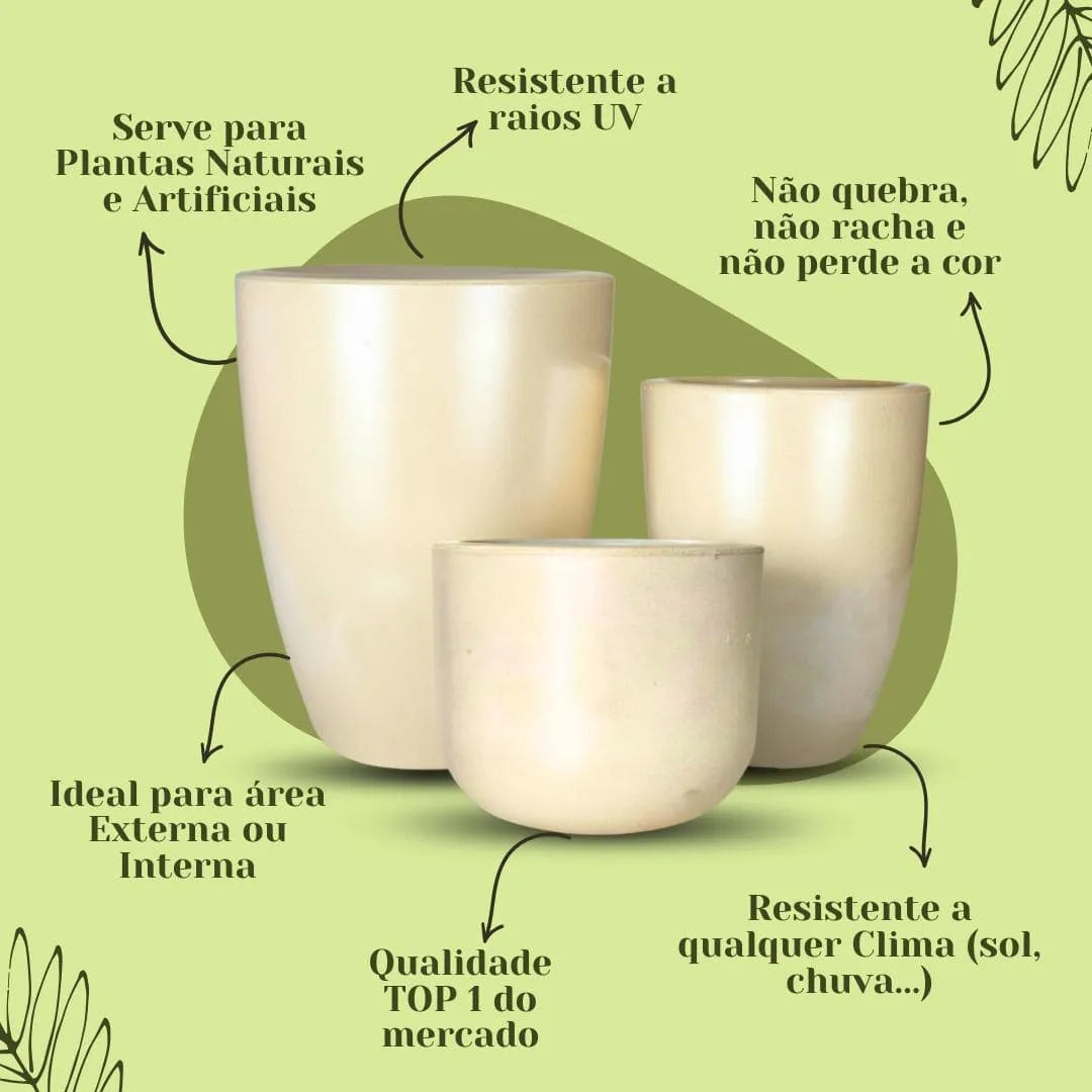 Kit 3 Vasos Polietileno Cone + Bacia