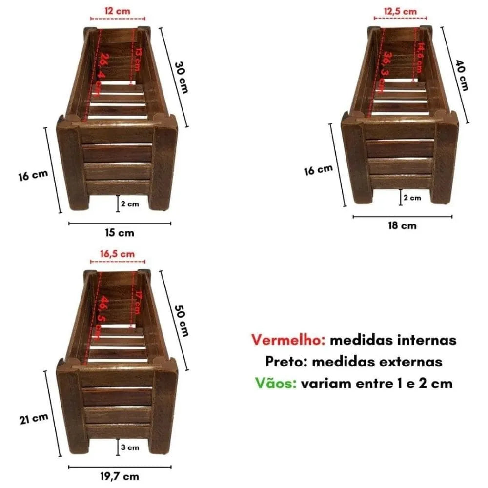 Jardineira de Madeira Ripada - Tamanhos Pequenos