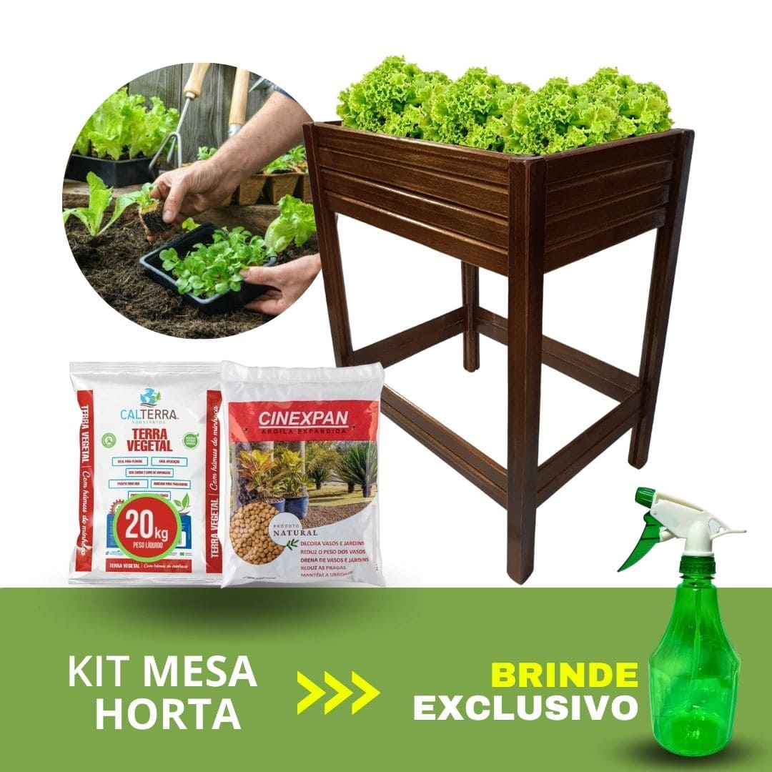 Kit Completo para Horta Caseira - Mesa Horta com 1 Vaso