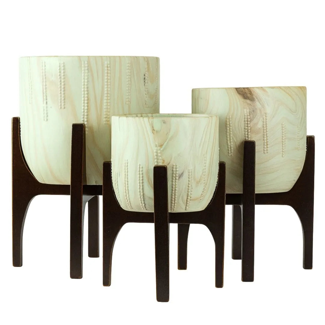 Kit 3 Vasos Genebra com Suporte de Madeira Alto