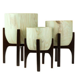 Kit 3 Vasos Genebra com Suporte de Madeira Alto