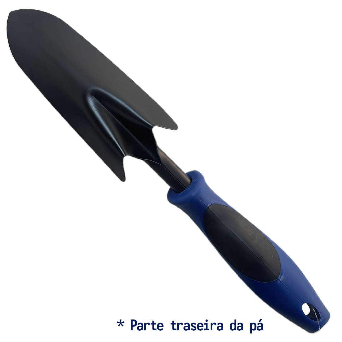 Pá de Jardim Estreita em Aço Inox com Cabo Emborrachado - Preto